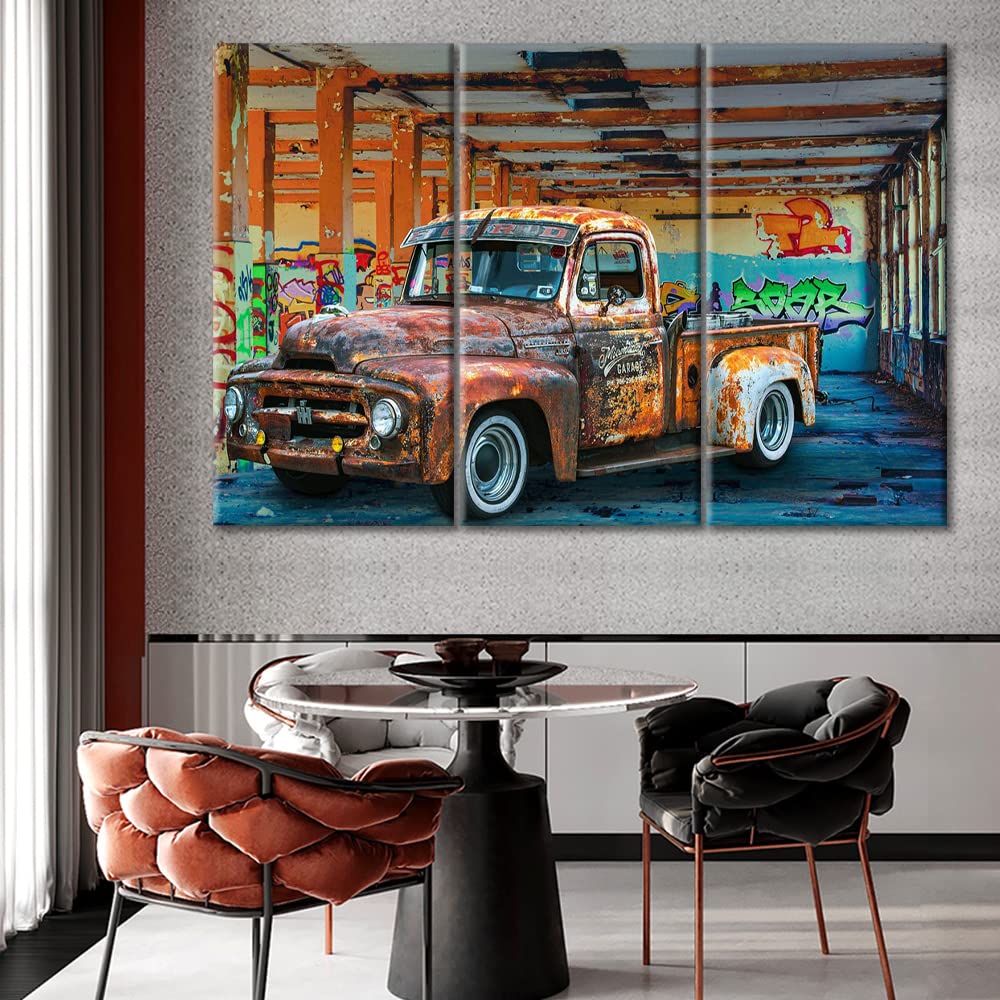 TUMOVO Graffiti Canvas Wall Art Scrap Car Parked by Graffiti